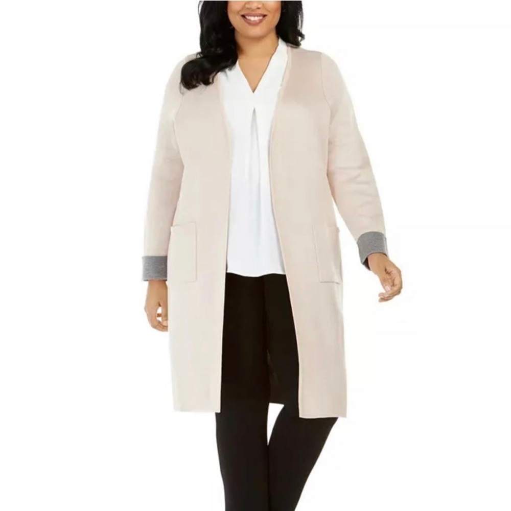 Calvin Klein Plus Size Duster Cardigan Sweater Blush 2X